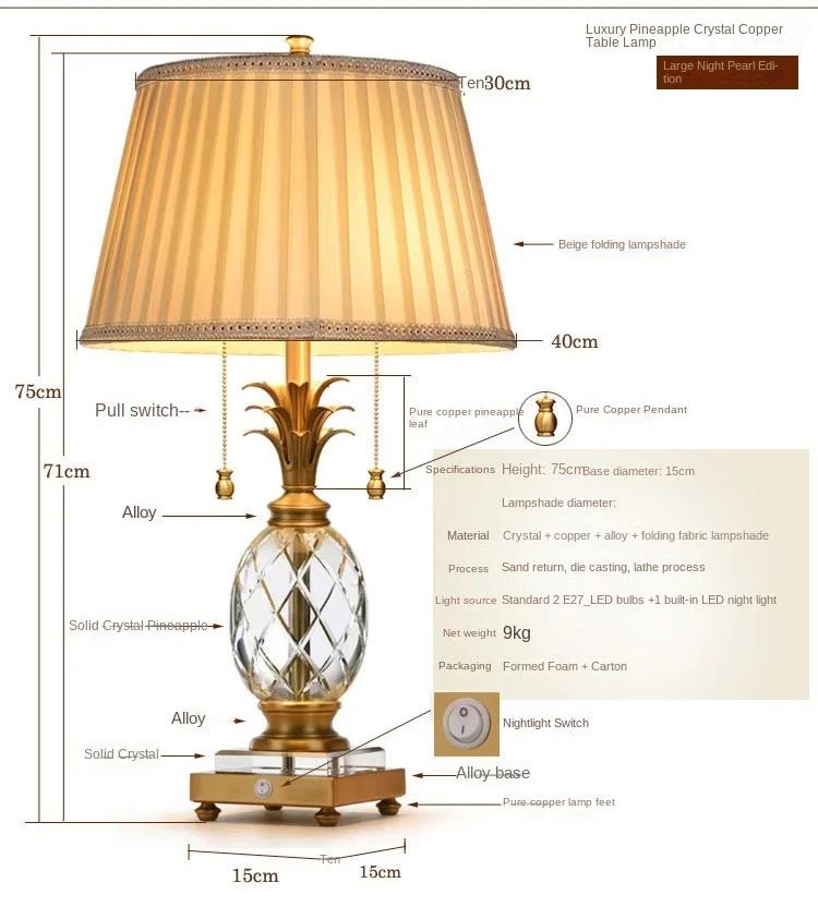 Modern LED Crystal Floor Lights For Living Room Study Floor Lamp Copper Bedroom Bedside Table Lamps Interior Lighting Decoratio