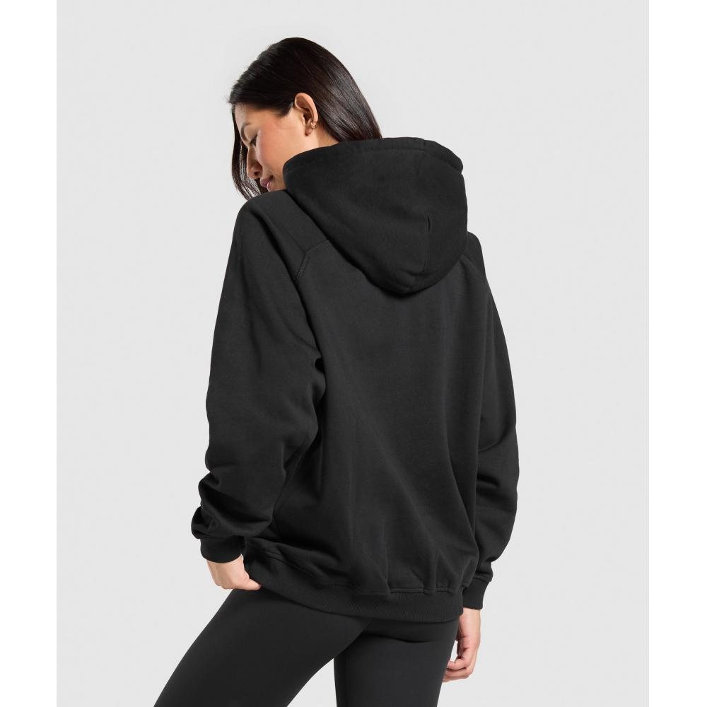 Gymshark Grafická mikina s kapucí Power Department Black B3c3q Bb2j