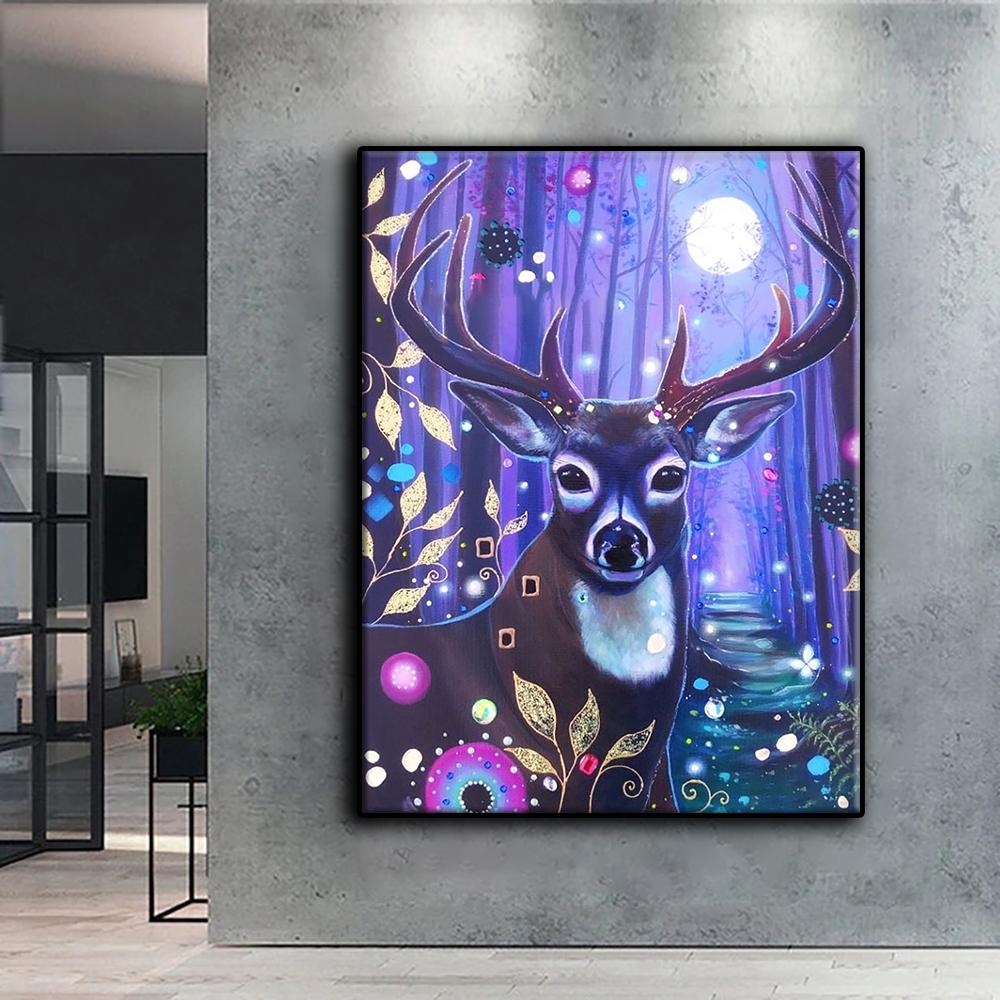 5D diamantový obraz Barevné zvíře jelen DIY Diamond výšivka drahokamu domácí dekorace
