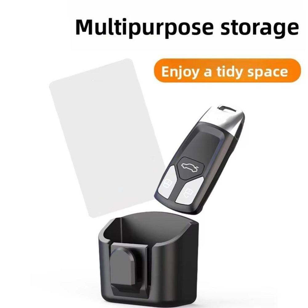 Adhesive Mount Car Interior Storage Box with Hanging Hook Dashboard Organizer for Card Key Rack