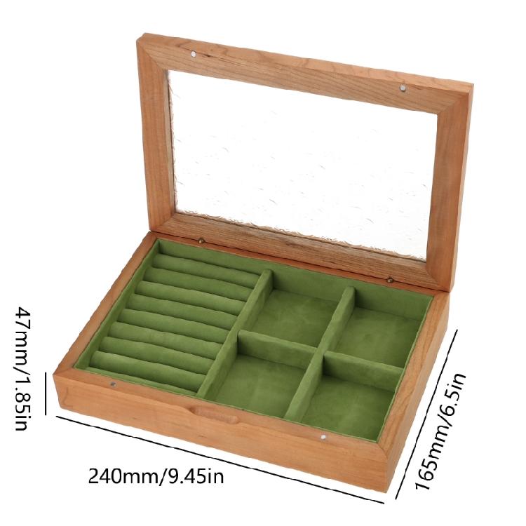Wood Jewelry Display Box Single-layer Portable Jewelry Box Earrings Storage Box