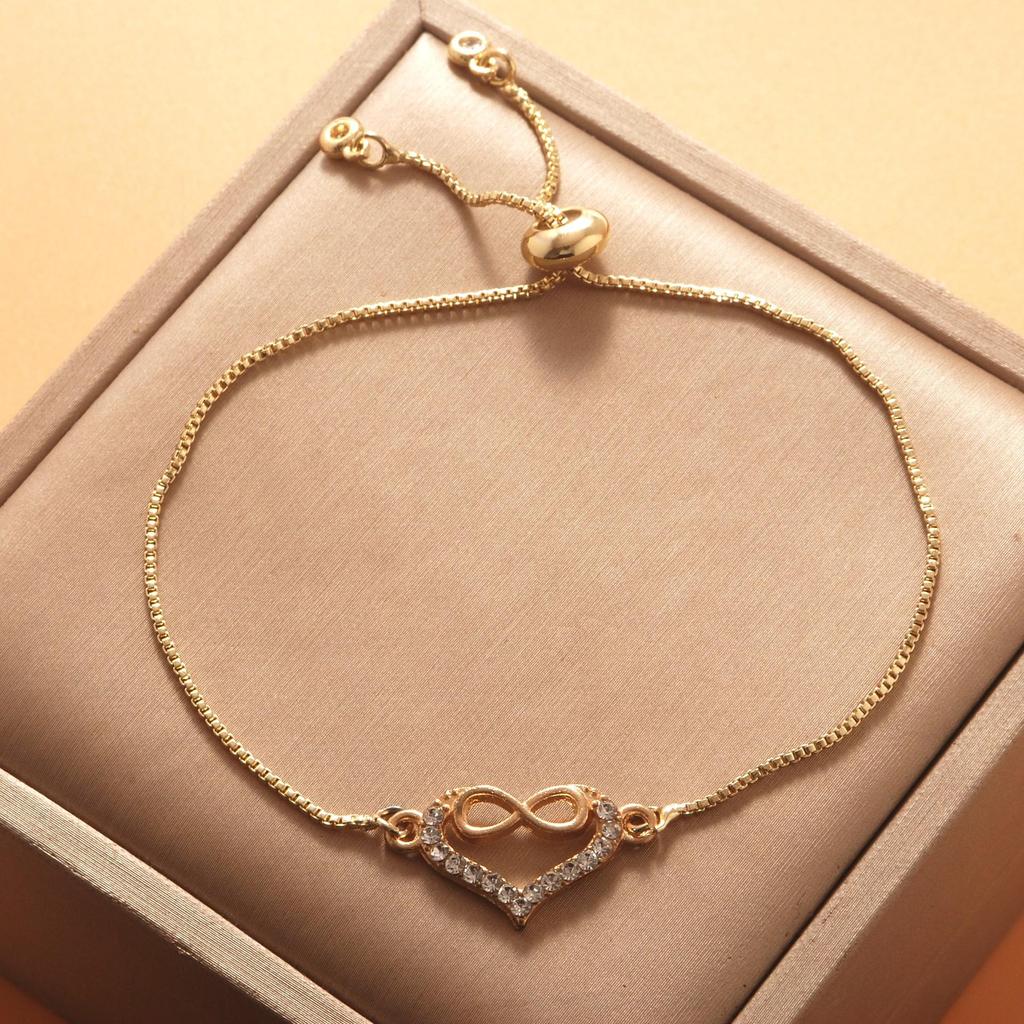 Verstellbares 8-förmiges Evil Eye Herzarmband für Damen - Europäische & Amerikanische Mode, Südostasiatischer Einfluss