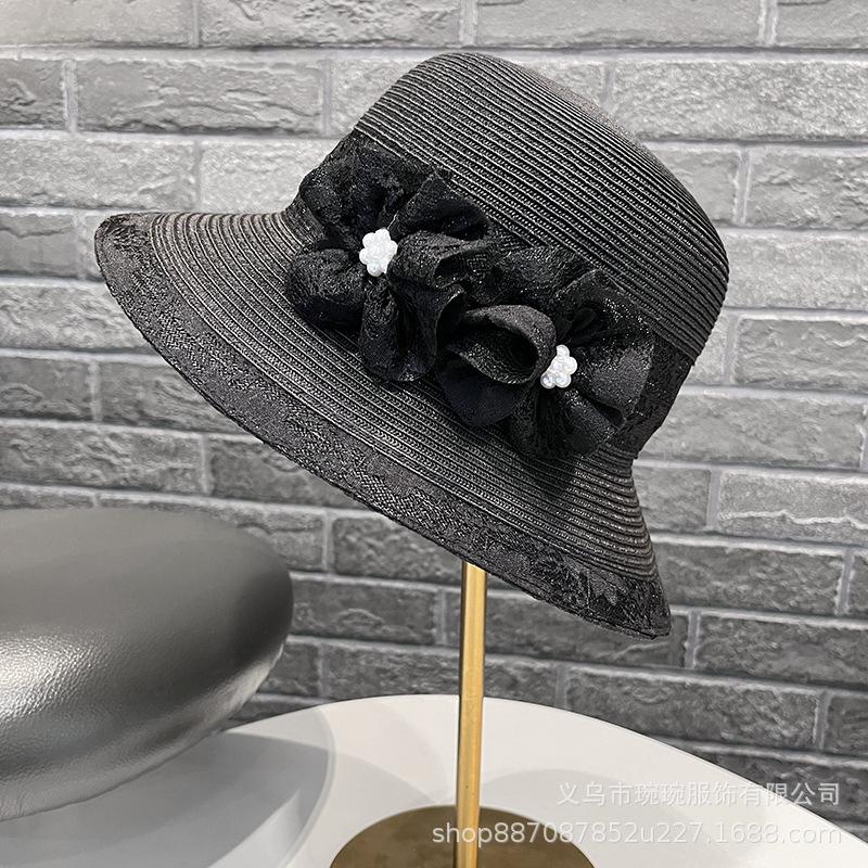 Sweet flower straw hat children summer seaside vacation sunscreen sunshade beach hat show face small versatile pot hat