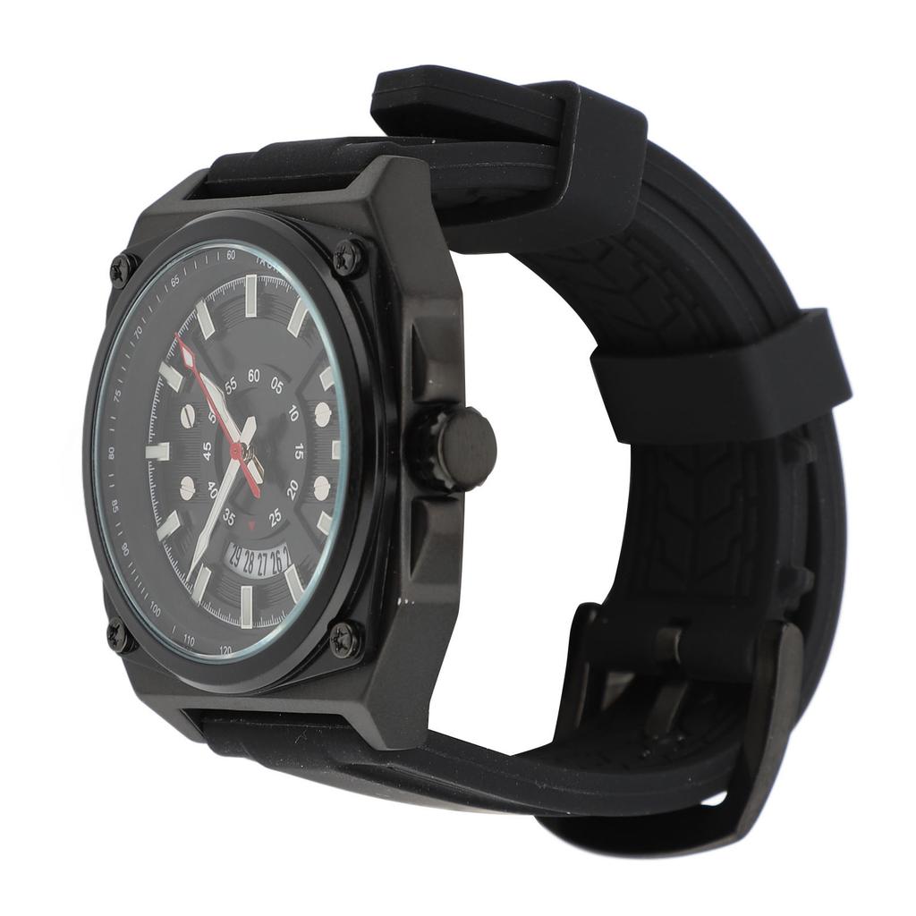 Men Multifunctional Quartz Watch Water Resistant Silicone Strap Stylish Wristwatch Casual Business Chronograph Watch