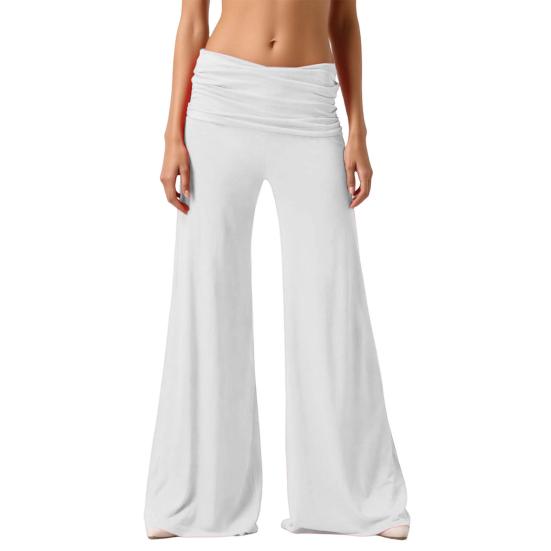 

Йога-брюки Плиссированная текстура Эластичные Высокая талия Широкие штанины Повседневные брюки Однотонные Свободный крой Длинные брюки Универсальная одежда для дома S белый