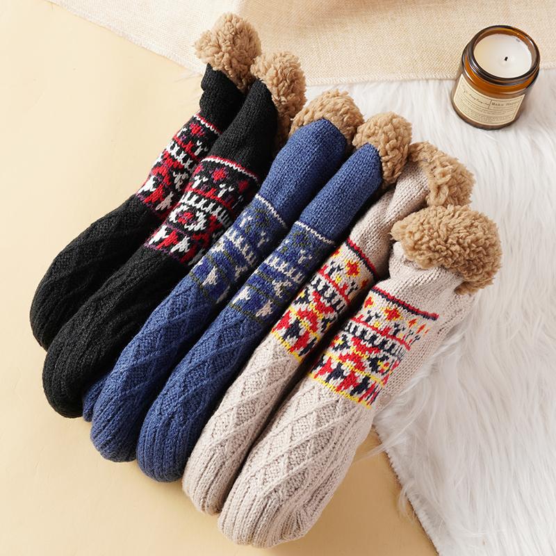 Plus Size Fall and Winter Floor Socks Home Warm Women's Men's Snow Socks Slippers Women's Non-slip Yoga Socks Sleep Carpet