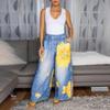 Jeans larghi casual stampati da donna