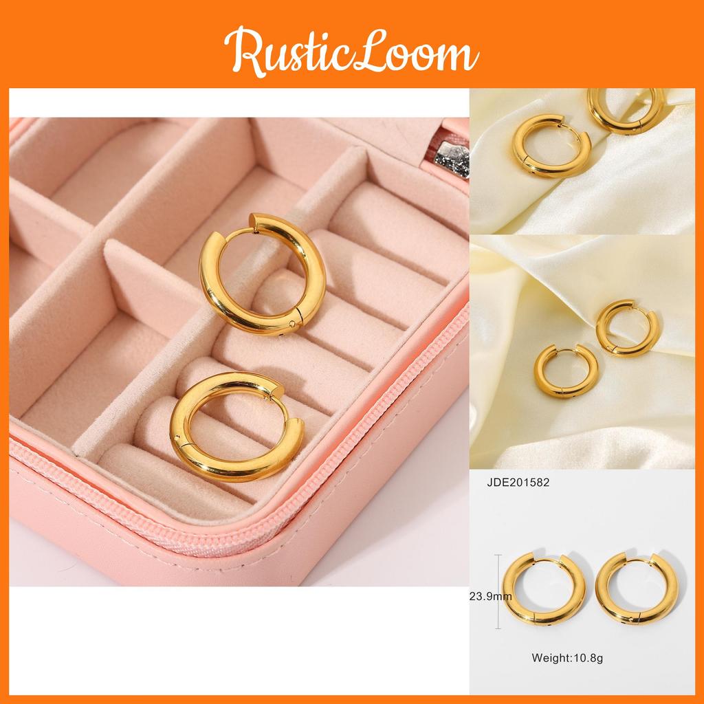 Fashionable Geometric Design Gold-plated Stainless Steel Hoop Earrings For Women 18k Gold Titanium Steel Circle Earrings