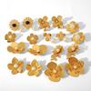 French Style 18K Gold Stainless Steel Flower Studs, Fashionable Retro Elegant Pearl Earrings for Women