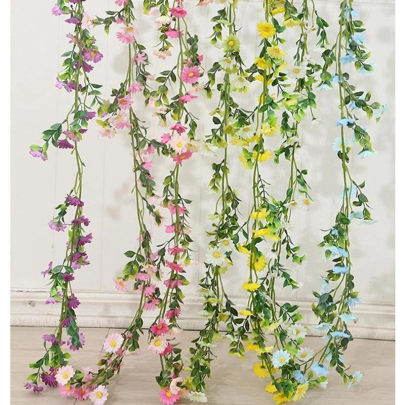 Simulation Sunflower Daisy Garden Flower Vine Sunflower Fake Flower Rattan Living Room Winding Indoor Decoration Blocking LS
