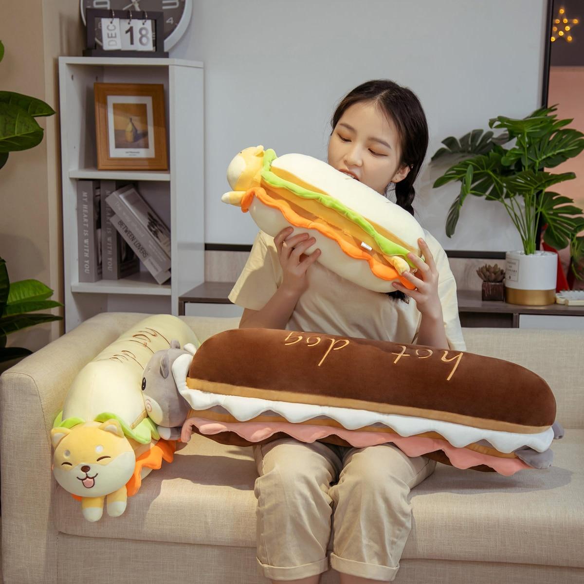 Kawaii Dog Bun Turn To Shiba Inu & Husky Плюшевые игрушки Длинная подушка для хлеба — фото 6
