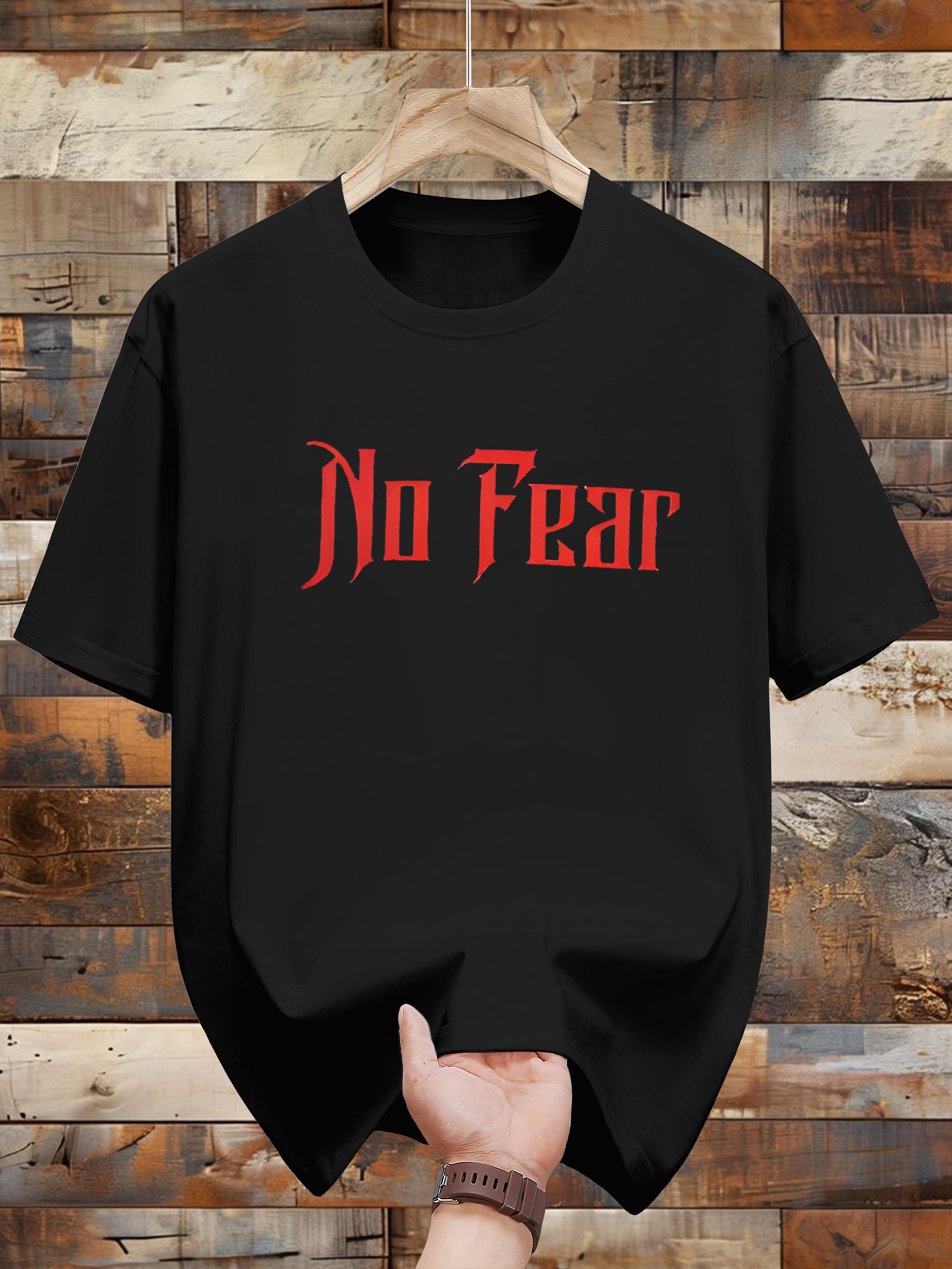 Niuwang Selection  T-shirt - Navy Blue Casual Graphic Tee with  NO FEAR  Print M
