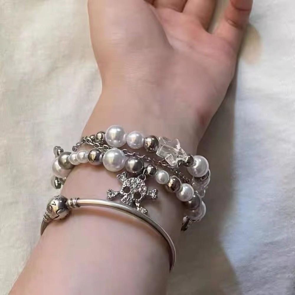 Perlenbesetztes Doppellagiges Kettenarmband Doppellagige Sternarmbänder Harajuku Modeschmuck Geschenk