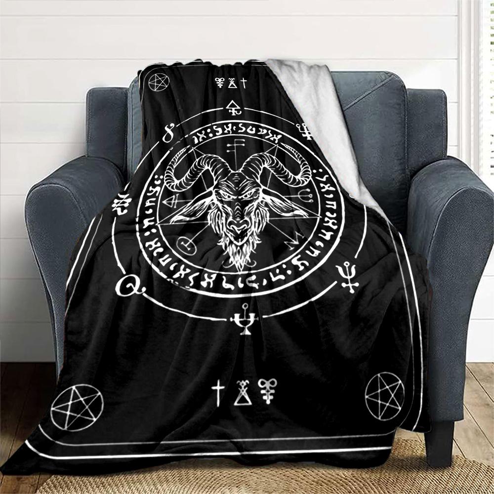 Satan Print Flannel Blanket High Quality Warm Comfortable Cover for All Seasons Perfect for Gifts Home Decor