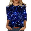 Spring and Autumn Round Neck 3D Glitter Pattern Printed Top Fashionable Casual Long Sleeved Women's T-shirts