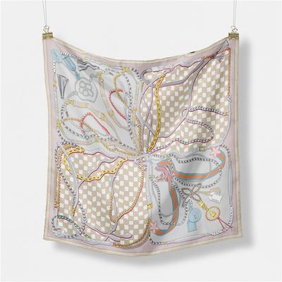 Twill Seidenschal Damen Digitaldruck Quadratische Schals Tücher Bandana Kleiner Hijab Seiden foulards Krawatte Stirnband Halstuch 53CM