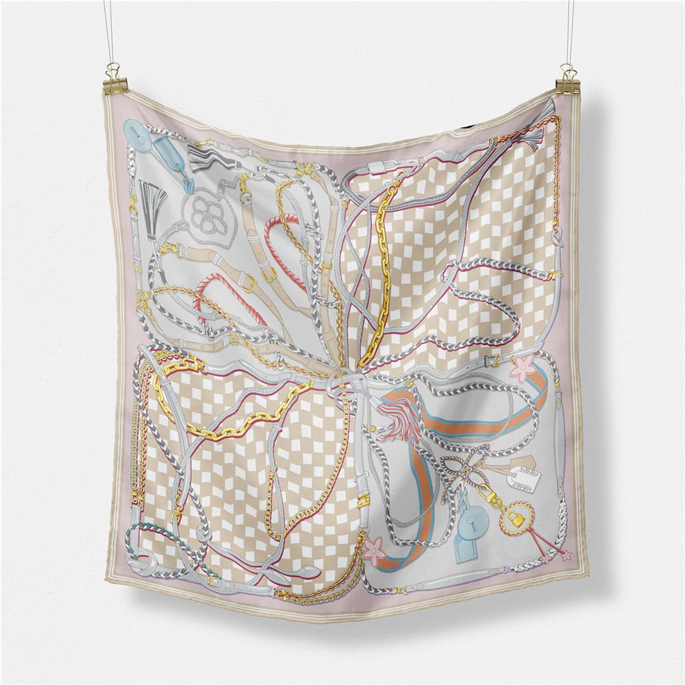 

Twill Silk Scarf Woman Digital Printing Square Scarves Wraps Bandana Small Hijab Silk Foulards Tie Headband Neckerchief 53CM 53CM x 53CM