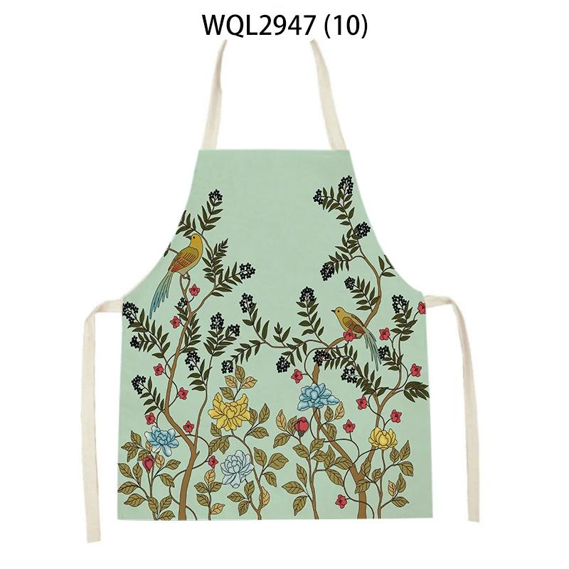 Flower Rabbit Beauty Pattern Kitchen Aprons for Women Men Linen Waist Bibs Household Cleaning Pinafore Home Cooking Apron