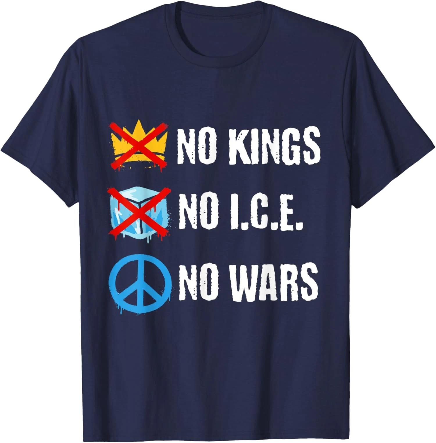 No Kings No ICE No Wars Protest Message Unisex T-Shirt L