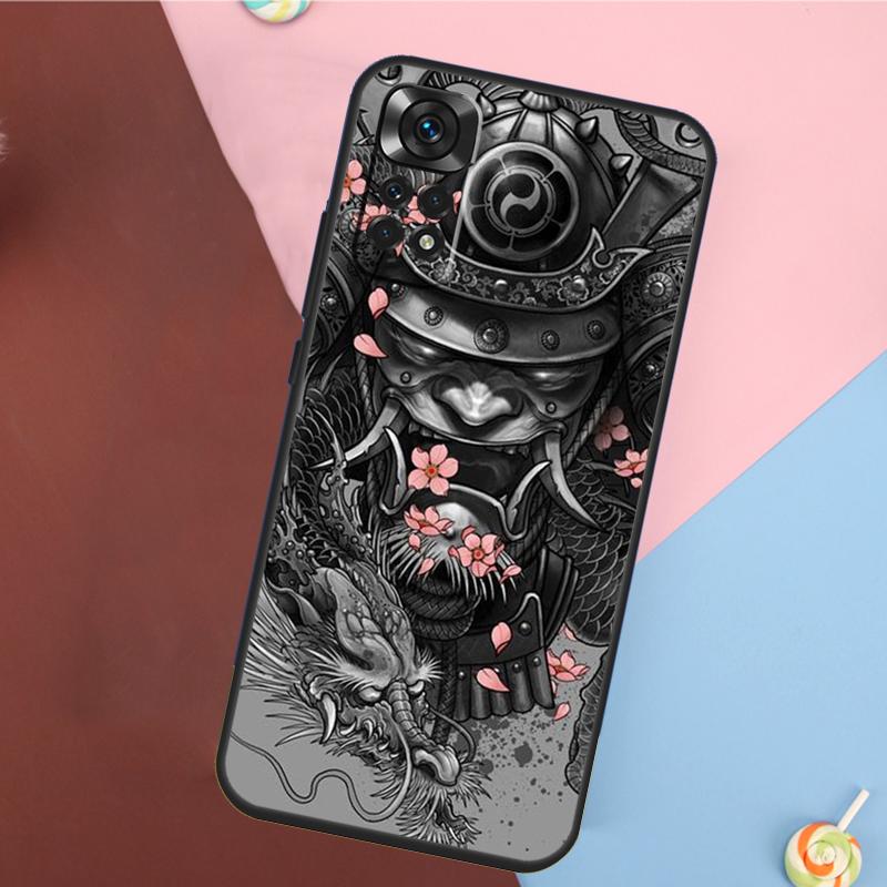 Samurai Mask Warrior Helmet Cover For Xiaomi Redmi Note 14 13 Pro 12 11 9 10 9S 10S 11S 12S Redmi 14C 10C 12C 13C Case