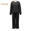 2 Teile/satz Damen Top Hosen Anzug Rundhals Langarm Strass Dekor Sweatshirt Elastische Taille Weite Bein Hose Alltagskleidung Sport Outfit Herbst