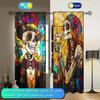 2pcs Colorful Glass Window Skeleton Love Printed Curtain for Halloween Home Decor - Rod Pocket Window Treatment for Bedroom