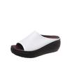 Slippers women's summer 2 new models go out to wear slope heel fish mouth one-word drag muffin thick bottom retro sandals
