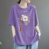 Women Summer Flower Embroidery Short Sleeve Casual T-shirts