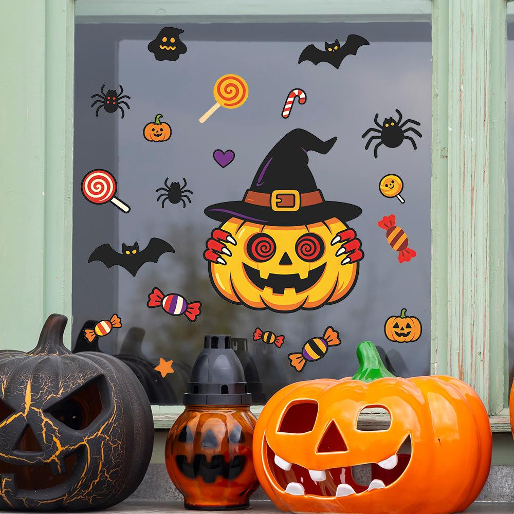Halloween Pumpkin, Bat, Spider, Balcony, Home, Window Decoration, Window Stickers