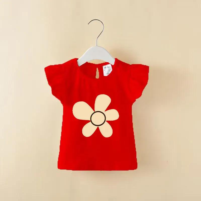 Kortärmad T-shirt Sommartopp Tunn Sommar Babyflickor Bas-tröja