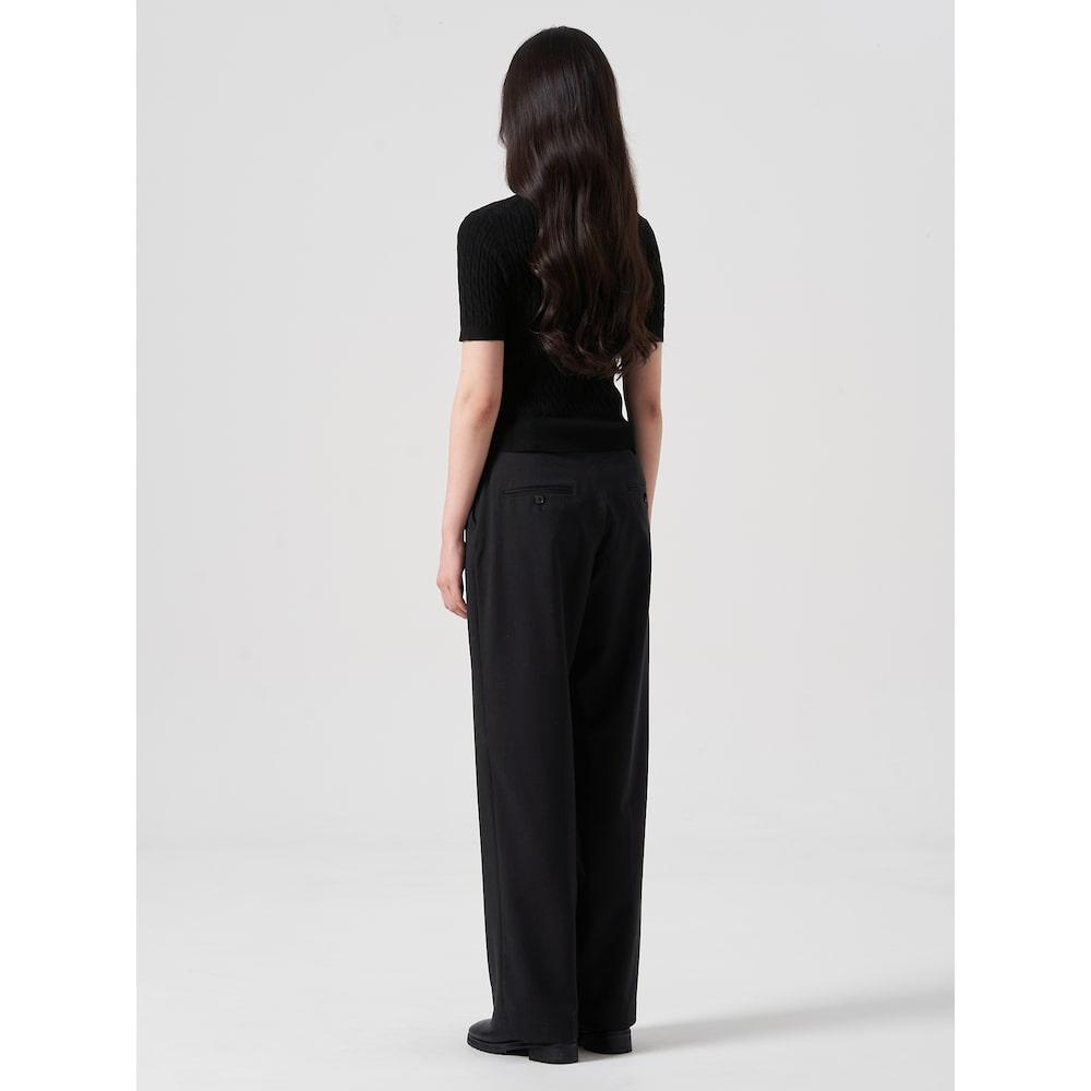 8seconds Wool Blend Long Straight Slacks Black