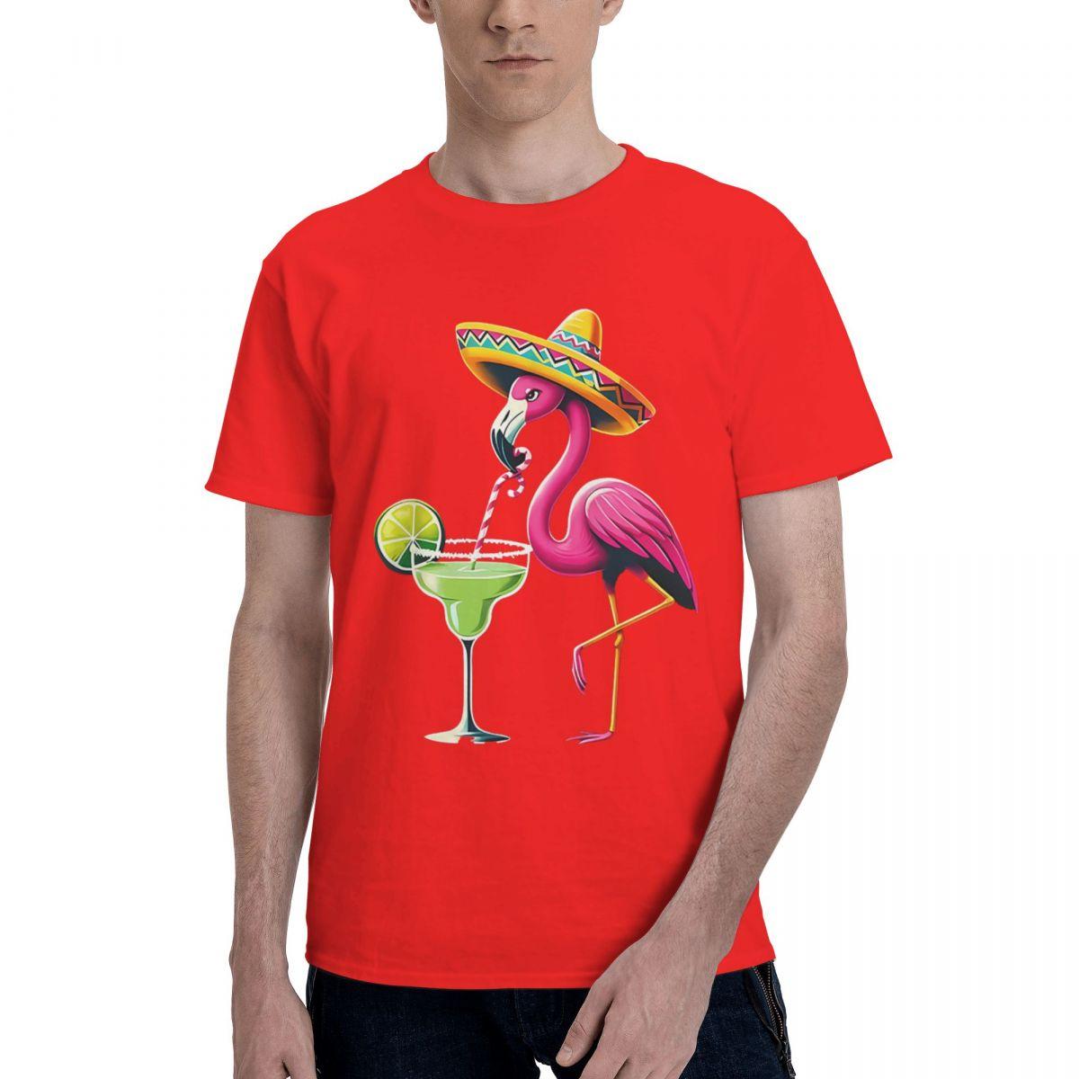 

Flamingo Drinking Margarita Mexican Poncho Cinco De Mayo 100 Cotton Casual Breathable Confortable Manga Funny TShirt For Men S
