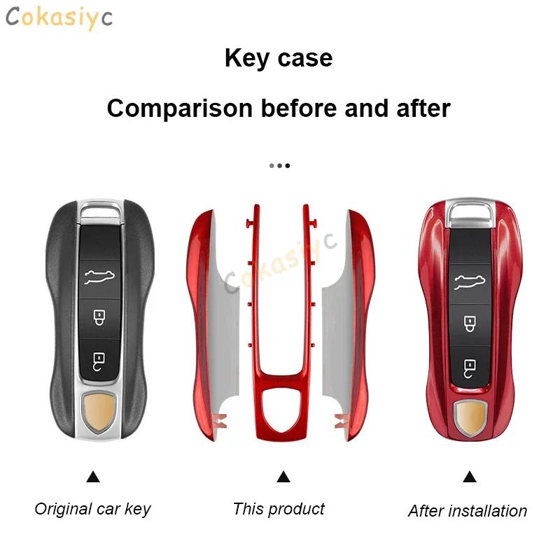 AABKV1 Solid Color ABS Car Key Case Cover Accessories For Porsche Panamera 2017 Cayenne 2018 2019 911 2020 2021 2022 2023 2024 Taycan