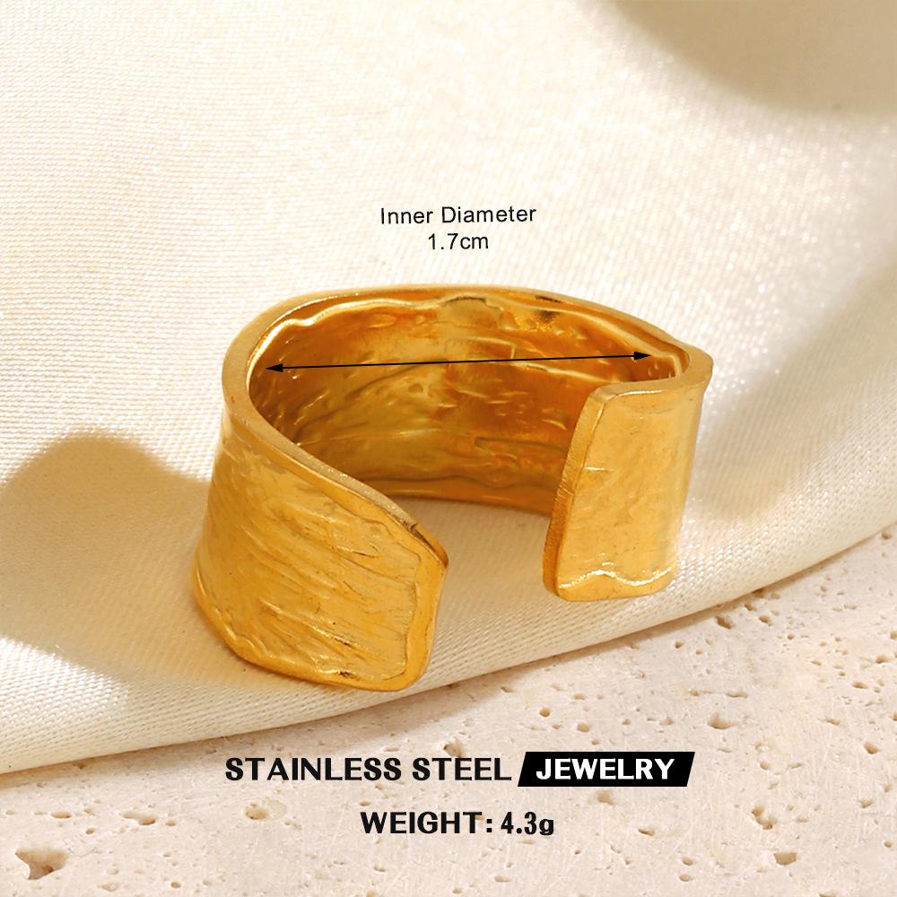 Stainless Steel Heart-Shaped Open Ring for Women - European & American Hip-Hop Style