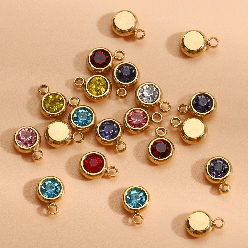 20pcs Stainless Steel Rhinestone Beads Gold Color Crystal Charms Pendants for Jewelry Making DIY Bracelets Necklaces Wholesale