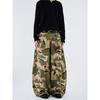 Kisko American Retro Camouflage Front Pocket Silhouette Scimitar Pants Unisex Trendy Brand Cool Loose Wide-Leg Casual Pants