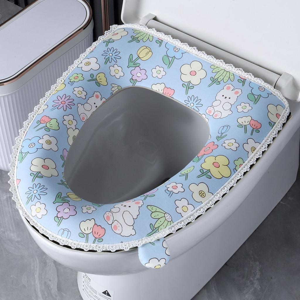 Type Household Toilet Seat Cushion Made of Pure Cotton with Enlarged and Thickened Zipper All Season Universal Waterproof Seat Cover