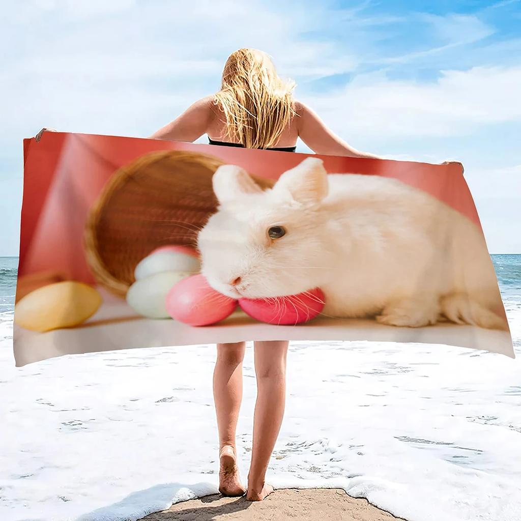 Süßes Kaninchen Badetuch Wildtier Strandtuch Mikrofaser Dusche Schnelltrocknend Schwimmabdeckung Badezimmer Reise Sport Spa Bar Handtücher