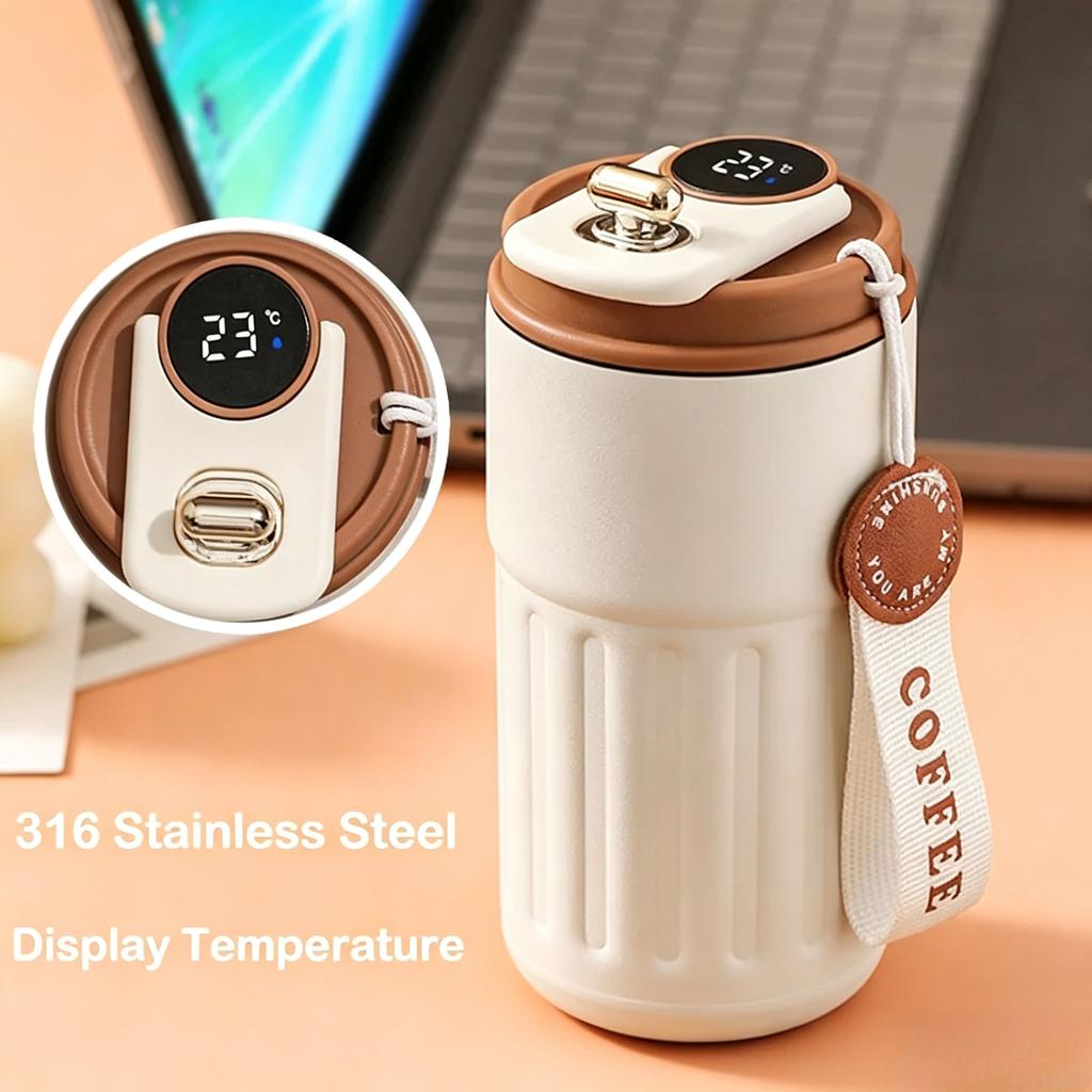 Smart Temperature Display Thermos Bottle 450ml 316 Stainless Steel Portable Office Thermal Coffee Mug