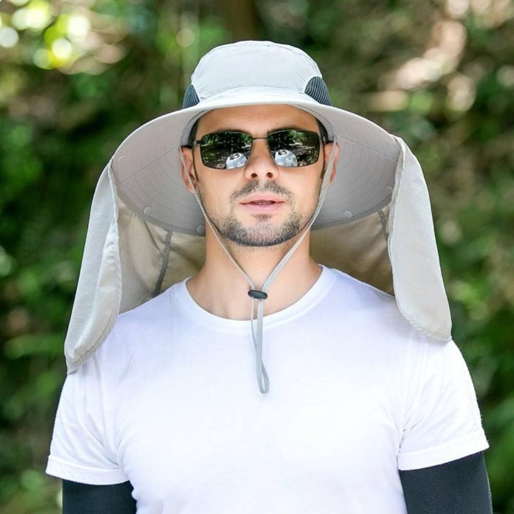 New Anti-UV Fisherman Hat Adjustable Wide Brim Bucket Hat 50+UPF Protection with Neck Protection Shawl Visor Cap Summer