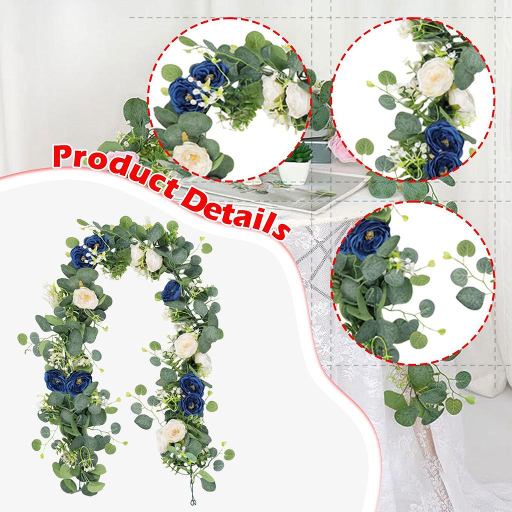 Boho Flowers Garland Artificial Eucalyptus Vine for Home Decor Table Fireplace Party Backdrop Arrangement