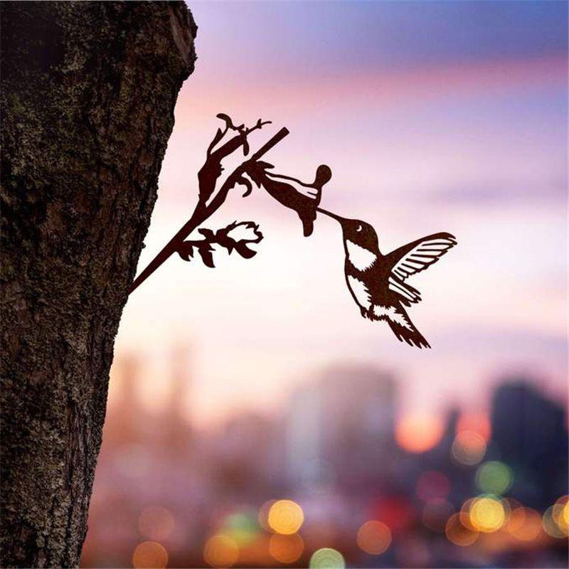 Creative Tree Metal Bird Art Branch Sign Rustic Hang Ld Home Garden Yard Decor