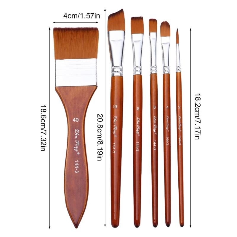 6 Stück Künstlerpinsel Aquarellpinsel für Öl Acryl Aquarell Gouache Malerei Nylonborsten Pinsel