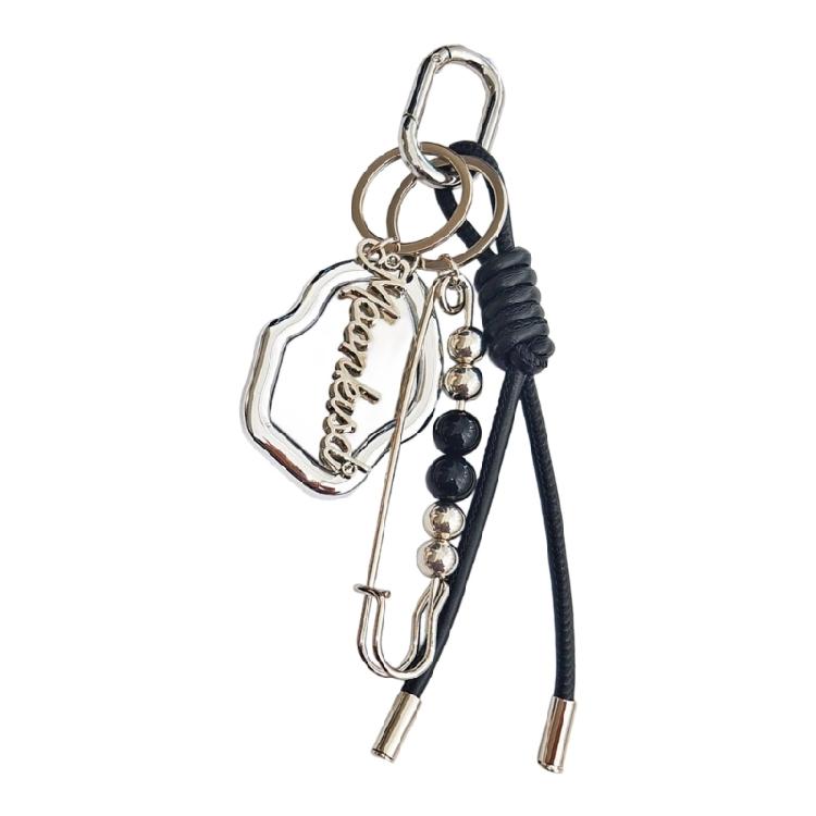 

Leather Strap and Mirror Pendant Keychain Fashionable Metal Key Holder Gift For Makeup Lovers And Fashion Enthusiasts серебряный