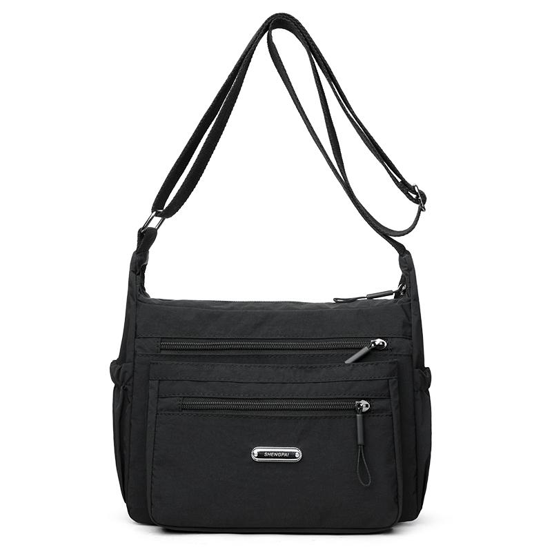 Leichte Umhängetasche für Damen, Multifunktionale Hellgraue Nylon-Schultertasche mit Mehreren Reißverschlusstaschen, Lässige Umhängetasche für den Täglichen Gebrauch