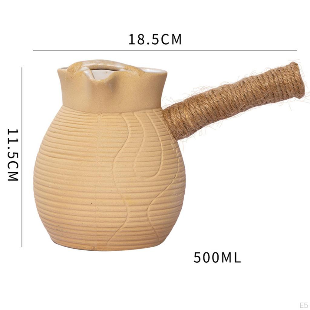 Ceramic Teapot Blooming and Loose Tea Kettle Maker with Rope Wrapped Handle for Boiling