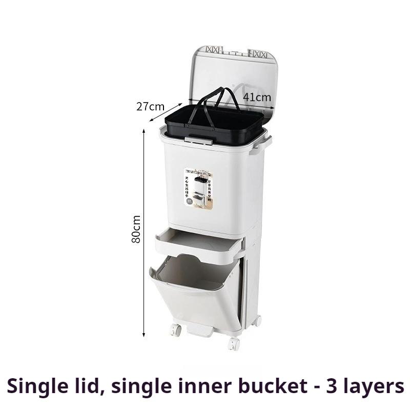 Kosz na śmieci do kuchni Wielofunkcyjny kosz na śmieci z podziałem Wąskie kosze na śmieci typu prasa z kółkiem Akcesoria kuchenne