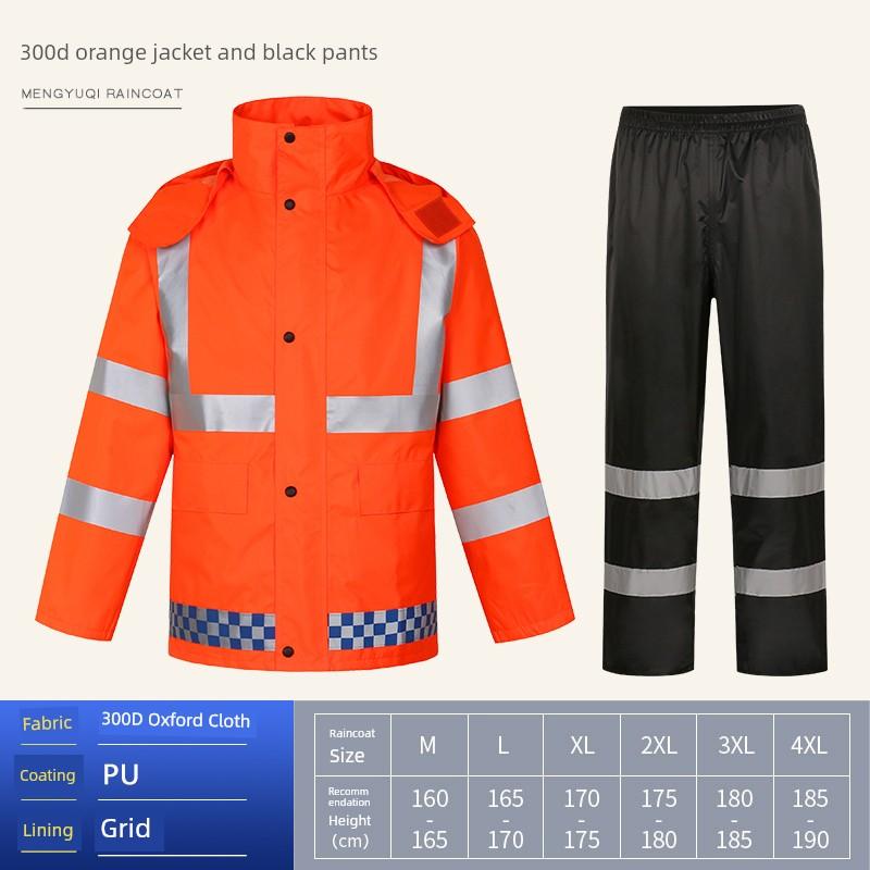 Sanitation Workwear Raincoat, High-Visibility Reflective, Two-Piece, Unisex Outdoor Work Waterproof Suit