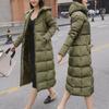 Womens Ladies Warm Plus Size Solid Color Hooded Single Breasted Medium Length Cotton Jacket Waistcoat Slim Cardigan Coat