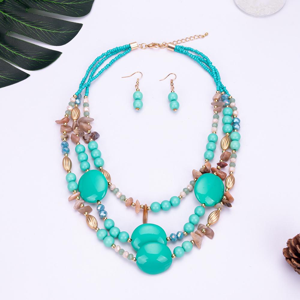 

Комплект колье регулируемой длины и серег-пуссетов в богемном стиле